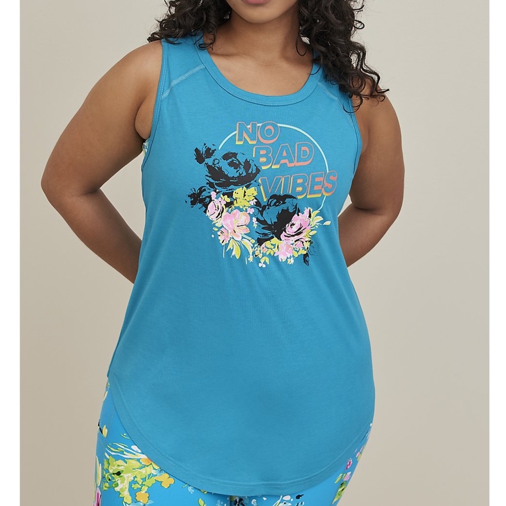 NWT Torrid Active Tank Top 1; No Bad Vibes T-Shirt Tee Womens Plus Size 1x 14 16